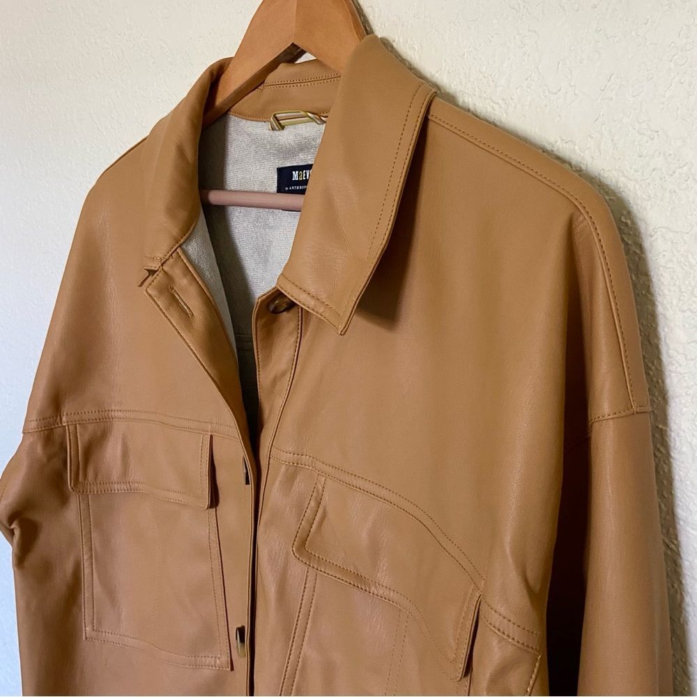 Anthropologie Maeve Faux Leather Oversized Shirt Jacket - Picture 7 of 15